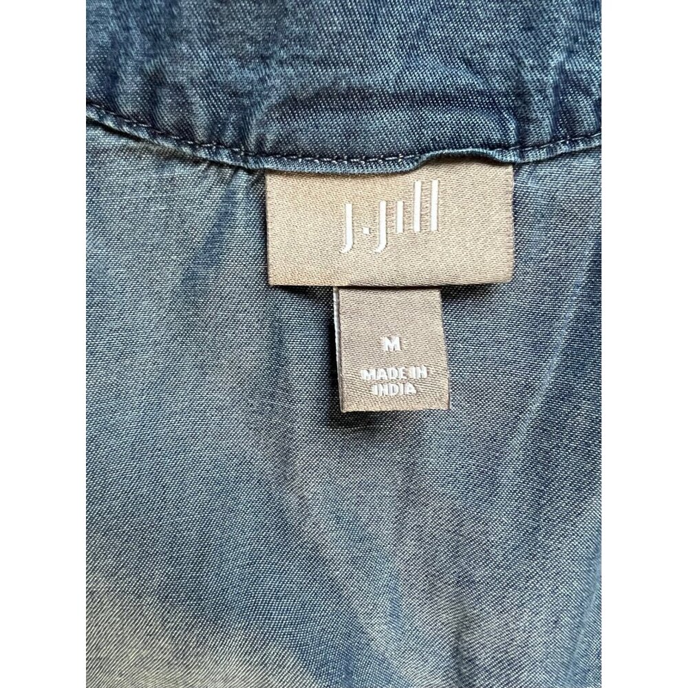 J. Jill Chambray Shirt Dress Women’s Medium Blue Sleeveless Pockets Button Up - Picture 4 of 8